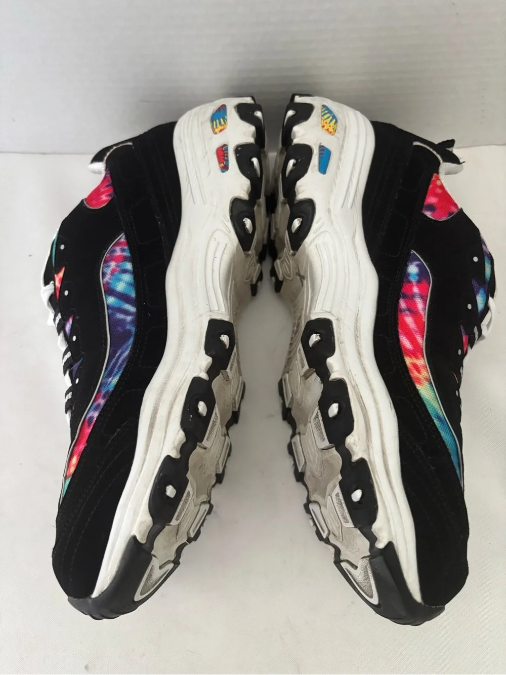 SKECHERS D’LITES GALAXY FANTASY WOMENS SNEAKERS BLACK/VIBRANT DYE ACCENTS SZ 10